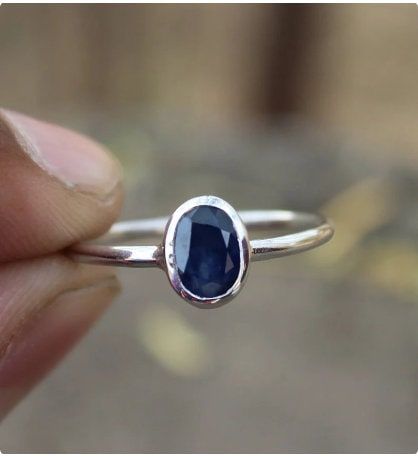 Sapphire Ring Simple, Sapphire Ring Designs, Sapphire Promise Rings, Sapphire Silver Ring, September Birthstone Ring, September Birthstone Rings, Bezel Engagement Ring, Bezel Set Ring, Ring Sapphire