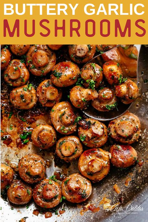 Garlic Mushrooms Recipes, Mushroom Side Dishes, Mushroom Recipes Healthy, Cafe Delites, Recipes For, Garlic Mushrooms, Healthy Dinner Recipes Chicken, Idee Pasto Sano, Quick Healthy