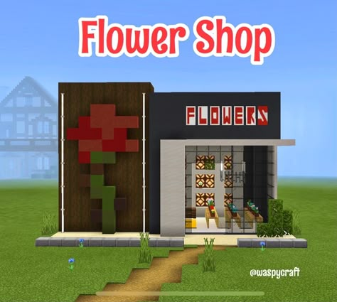 Minecraft Flower Shop, Minecraft Stores, Minecraft Shops, Minecraft Town, Minecraft City Buildings, Rumah Minecraft Sederhana, Minecraft Mansion, Minecraft Interior Design, Bangunan Minecraft