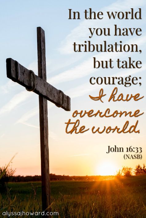 In the world you have tribulation, but take courage; I have overcome the world. - John 16:33 (NASB) Victory In Jesus, I Have Overcome The World, Spiritual Battle, Hebrew Israelite, Beautiful Scripture, Overcome The World, Beautiful Bible Verses, Christian Love, Jesus Is Coming