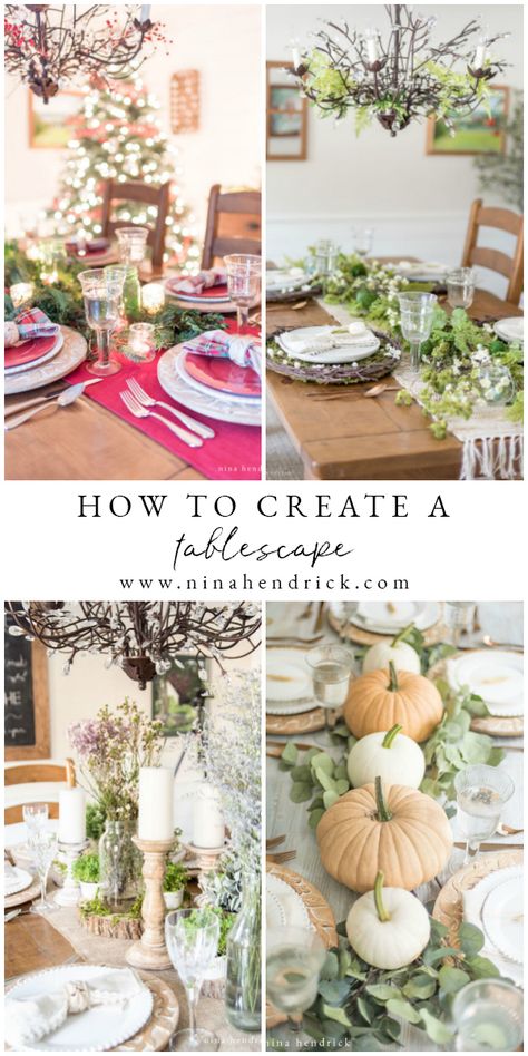 Learn how to create a tablescape with these step-by-step instructions! Tablescapes are the perfect way to decorate and celebrate for memorable occasions. Boho Glam Tablescape, How To Tablescape, How To Set A Table, Tablescapes Ideas Everyday, Ez Recipes, Tablescapes Ideas, Becoming An Event Planner, Place Settings Thanksgiving, Printable Place Cards