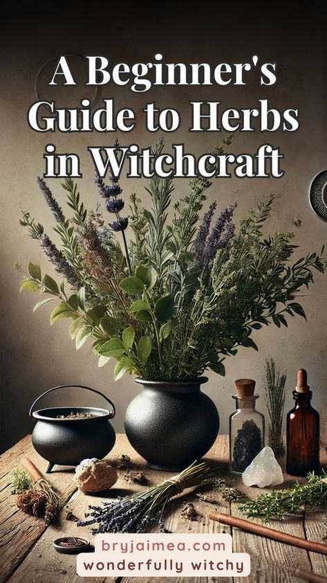 New to witchcraft? This beginner's guide to herbs in witchcraft explores their magical properties and how to incorporate them into your practice. Learn how everyday herbs like rosemary, basil, and lavender can be used in spells and rituals for protection, love, healing, and more. Whether you’re just starting or looking to enhance your practice, this guide offers practical tips for working with herbs and creating your own herbal magic. Most Common Herbs Used In Witchcraft, Herbs For Banishing Spells, Herbs For Beginner Witches, Herbal Magic Witchcraft, Herbs In Witchcraft, Magical Properties Of Herbs, Herbal Spells, Witchcraft Resources, Herbs For Witchcraft