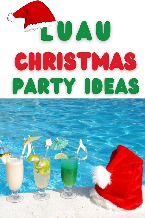 The best ideas for a Tropical Hawaiian Christmas party including food, games, decorations and more! #christmaspartythemes #luauchristmas Luau Christmas Party Food, Hawaii Christmas Party Food, Happy Huladays Party, Jimmy Buffet Christmas Party, Hawaiian Luau Christmas Party, Beach Themed Christmas Party, Christmas Tiki Party, Hawaii Christmas Party, Hawaiian Christmas Theme