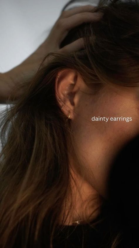 Dainty Stacked Earrings, Minimal Earring Stack, Dainty Ear Stack, Simple Earring Stack, Dainty Earring Stack, Triple Ear Piercing, Second Ear Piercing, Earring Stacks, Minimalist Ear Piercings