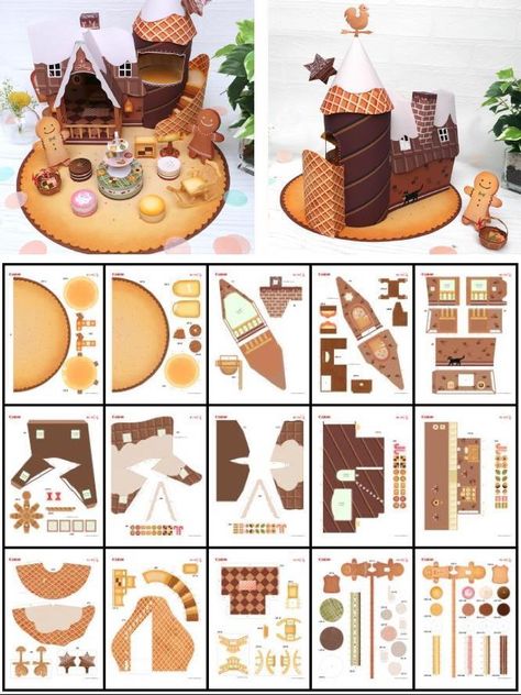 Free Paper Models Printable Templates, Paper Houses Diy, Miniature Paper Crafts, Papercraft House, Diorama Template, Diy Diorama, Paper Diorama, Paper Models House, Paper Miniatures