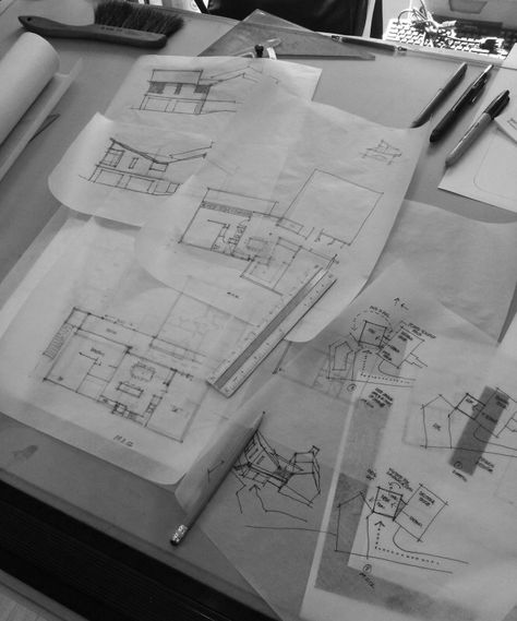 Architecture Job Aesthetic, Architecture Aesthetic Job, Design Process Sketch, Architecture Notes, Architecture Process, Hand Drafting, Architecture Desk, Architect Career, Architecture Career