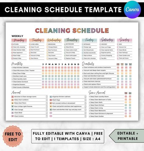 Editable cleaning schedule checklist canva adhd,Home cleaning planner weekly monthly yearly Semi annualy, Quarterly Clean house schedule printable,house chore chart,Digital cleaning template,Printable cleaning checklist home,Kitchen,Bathroom,Living room,Bedroom Cleaning checklict,Master Cleaning shedule, ⭐ Our Editable Cleaning Schedule and Checklist i...#Home #Cleaning #The #HomeTrends #Guide #Motivation #a #Ideas #Ultimate #Schedule #Inspo #Tidy #Creating #for #a #to #CreativeIdeas #Trends Daily House Cleaning Schedule, Housework Hacks, Cleaning Schedule Checklist, Home Cleaning Schedule, Cleaning Template, Editable Cleaning Schedule, House Cleaning Schedule, House Schedule, Bedroom Cleaning