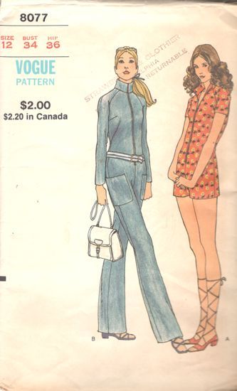 70s Jumpsuit, Vintage Clothes Patterns, Retro Sewing Patterns, Vintage Jumpsuit, Vogue Sewing, Fitted Jumpsuit, Vogue Pattern, Jumpsuit Pattern, Standing Collar