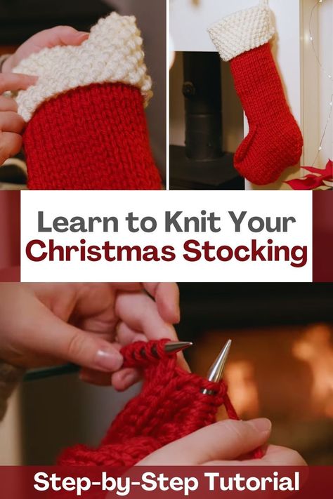 Want to add a touch of handmade charm to your holiday decor? Look no further – we've got the ultimate Christmas crafting adventure just for you! This latest video tutorial is your gateway to creating a picture-perfect knitted Christmas stocking that's bound to dazzle. And here's the best part – it's a quick and joyful project that you can conquer in a single cozy evening. This guide, your new knitting BFF, will lead you through every merry loop and stitch, ensuring you create a stocking that... Free Pattern For Christmas Stocking, Knit Christmas Stockings Free Pattern, Hand Knitted Christmas Stocking, How To Knit A Stocking For Beginners, How To Knit Christmas Stocking, Easy Knit Stocking Pattern Free, Free Knitting Pattern Christmas Stocking, Knitting Stockings Christmas, Knitted Christmas Stockings Pattern Free