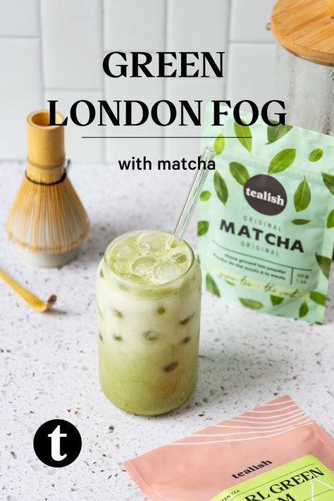 Green London Fog Iced Latte with Matcha Matcha Benefits, London Fog, Earl Grey Tea, Latte Recipe, Iced Latte, Morning Tea, Matcha Green Tea, Hot Tea, Black Tea