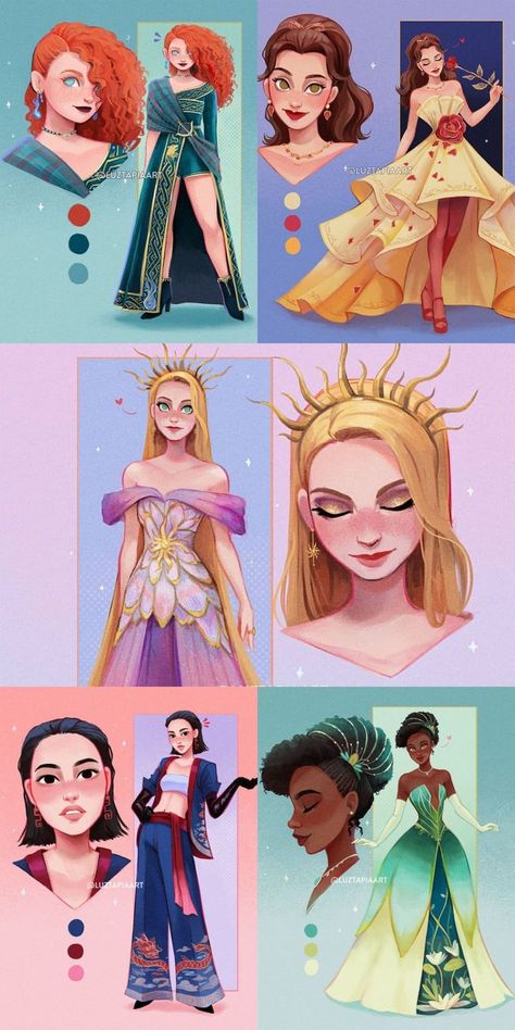 Disney Dresses Drawings, Humanized Disney, Creaturi Mitice, The Disney Princesses, Princesas Disney Anime, Personaje Fantasy, Image Princesse Disney, Disney Princess Fan Art, 디즈니 캐릭터