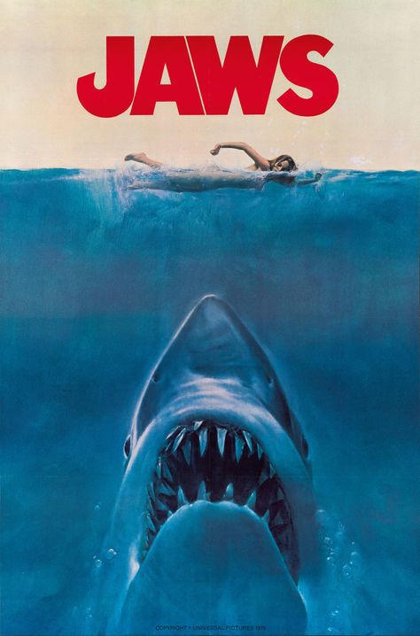 Old Movie Poster, Jaws Movie, Old Movie Posters, Iconic Movie Posters, Retro Film, Horror Movie Posters, Cinema Posters, Blue Poster, Cult Movies