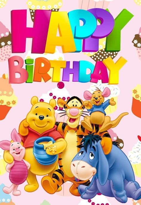 5 Awesome Pooh Bear Printable Birthday Cards + Messages — PRINTBIRTHDAY.CARDS Happy Birthday Pooh Bear, Winnie The Pooh Happy Birthday, Disney Birthday Card, Happy Birthday Drawings, Bear Printable, Birthday Card Messages, Winnie The Pooh And Friends, Birthday Greetings Friend, Pooh And Friends