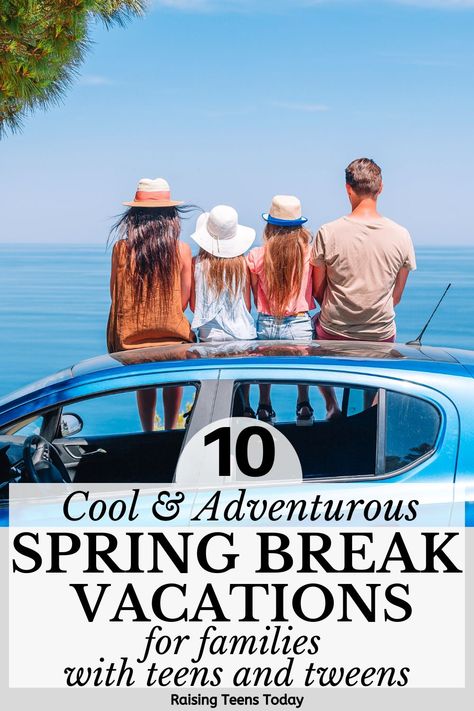 Ready to survive spring break with your teens? Well… don’t sweat it. It doesn’t have to be all eye-rolls and groans! Why not shake things up a bit this year by embarking on the ultimate family adventure? Here are a few super cool (and adventurous) spring break vacation ideas that are anything but boring! #teenagers #tweenagers #parentingteens #parentingteenagers #springbreak #vacationideas #momtips #momhacks Spring Break Kids Ideas, Things To Do For Spring Break, Texas Spring Break With Kids, Spring Break Things To Do, Spring Break Ideas For Teens, Best Spring Break Vacations With Teens, Spring Break Must Haves, Best Family Spring Break Vacations, Teen Vacation Ideas