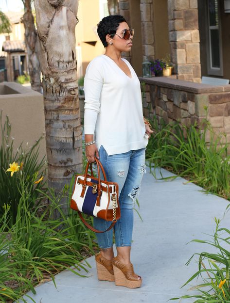 Wedge Heels Outfit, Wedge Outfit, Cobalt Blue Heels, Summer Heels Outfit, Wedges Outfit, Outfit With Wedges, Good Questions, Jeans And Wedges, Heels Outfits