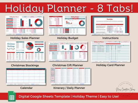 Christmas Planner, Google Sheets Christmas Gift Tracker, Holiday Sales, Christmas Budget, Card Tracker, Stockings, Digital Holiday Planner Christmas Itinerary, Christmas Gift Tracker, Holiday Budget Planner, Sales Planner, Christmas Gift Planner, Christmas Budget, Gift Planner, Sales Tracker, Gift Tracker