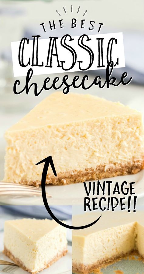 Best Cheesecake Crust Recipe, Homemade Baked Cheesecake, Vintage Cheesecake Recipes, No Bake Plain Cheesecake, Best Plain Cheesecake Recipe, Plain Cheesecake Recipes, Chesses Cake Recipe, No Fail Cheesecake Recipe, Easy Baked Cheesecake Recipes