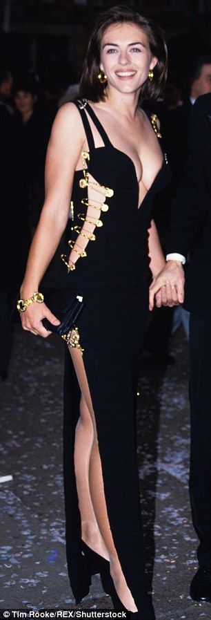 Safety Pin Dress, Versace Safety Pin, Lauren Pope, Pin Dress, Versace Designer, Versace Dress, Elizabeth Hurley, Brooke Shields, Iconic Dresses