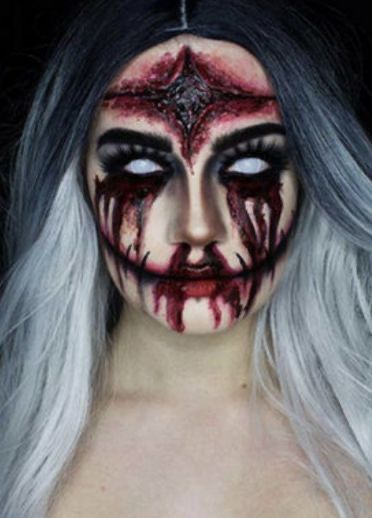 Maquillage Halloween Clown, Haunted House Makeup, Scary Halloween Makeup Ideas, Creepy Clown Makeup, Maquillage Halloween Simple, Scary Halloween Makeup, Halloween Makeup Clown, Scary Clown Makeup, Creepy Halloween Makeup