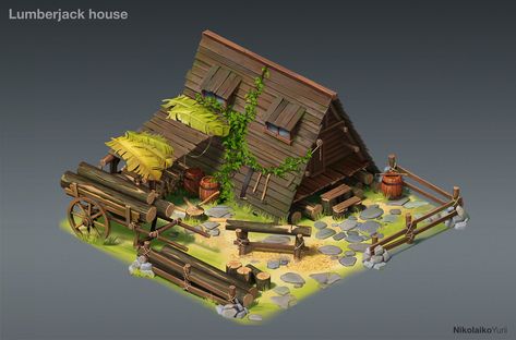 Viking House, Viking Village, Medieval Houses, Building Concept, Unusual Homes, Isometric Art, Low Poly Art, 3d Modelle, Building Art