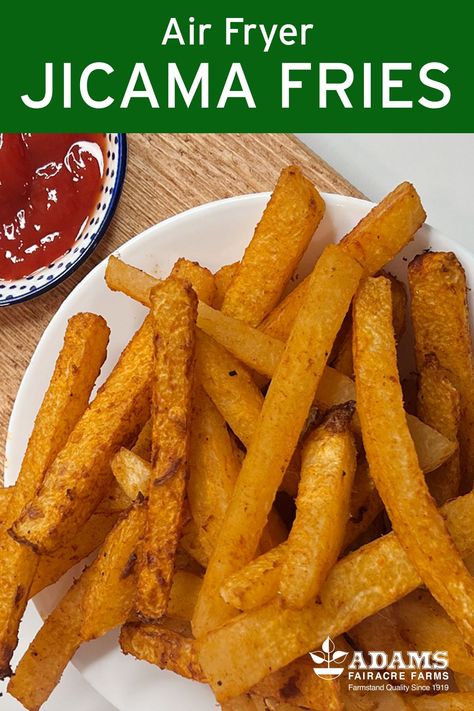 Air fry your jicama for a delicious, low-carb alternative to traditional french fries! Air Fryer Jicama, Substitute For Potatoes, Potatoes Fries, Jicama Fries, Carb Alternatives, Farm Stand, Air Fry, Fried Potatoes, Seasoning Mixes