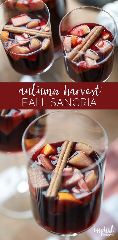 Fall Harvest Sangria, Margaritas, Harvest Sangria Recipe, Autumn Sangria Recipes, Sangria Recipes Fall, Halloween Sangria Recipes, Autumn Cocktails Recipes, Harvest Sangria, Autumn Appetizers