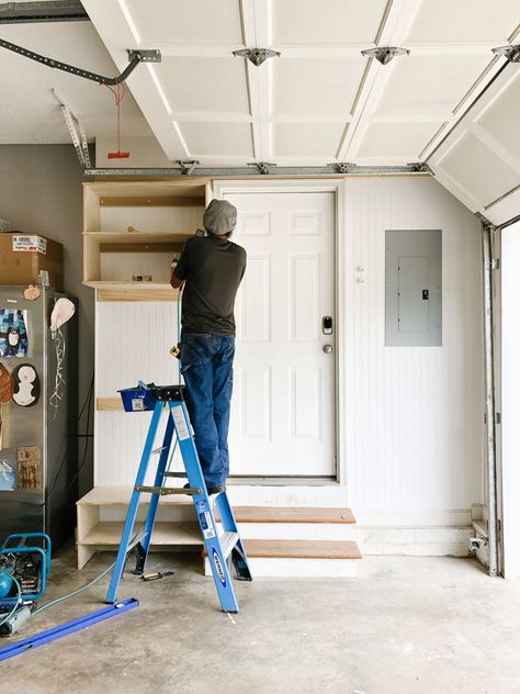 Garage Drop Zone Ideas, Built In Drop Zone, Garage Drop Zone, Drop Zone Entryway, Diy Drop Zone, Entryway Drop Zone, Drop Zone Ideas, Entryway Mail Organizer, Benjamin Moore Wrought Iron