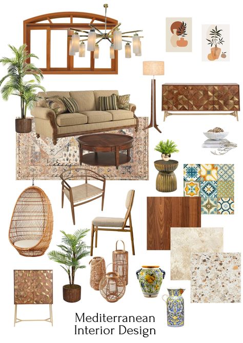 Mediterranean Tropical House, Mediterranean Interior Design Style Mood Board, Meditteranean Home Interior, Mediterranean Bohemian Interior Design, Mediterranean Interior Mood Board, Modern Mediterranean Mood Board, Colourful Mediterranean Interior, Mediterranean Moodboard Interior Design, Meditteranean Interior Design