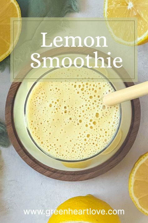 Lemon smoothie in a glass with a straw. Smoothies With Lemon, Lemon Smoothie Recipes, Boba Smoothie, Lemon Smoothie, Pineapple Smoothie Recipes, Refreshing Breakfast, Keto Shakes, Sweet Smoothies, Strawberry Protein