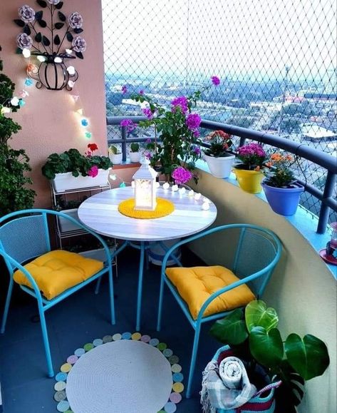 Whimsical Living Room, Small Patios, Small Apartment Balcony Ideas, Balcony Design Ideas, Small House Interior, Small Balcony Design, Small House Interior Design, Balcony Furniture, Small Balcony Decor