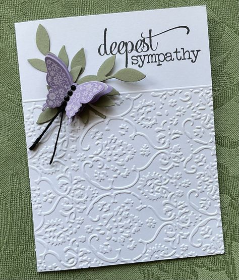 Sympathy Cards Su, Embossed Cards Handmade Cardmaking, Butterfly Cards Ideas, Elegant Cards Handmade, Homemade Sympathy Cards, Sympathy Cards Stampin Up Ideas, Toddler Halloween Crafts, Embossed Cards Handmade, Sympathy Card Sayings