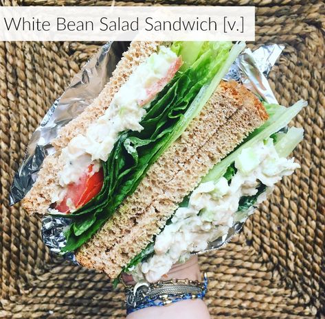 Bean Salad Sandwich, White Bean Sandwich, Lazy Vegan Meals, Bean Sandwich, Tuna Salad Sandwiches, Lazy Vegan, Tuna Salad Sandwich, White Bean Salad, Going Vegetarian