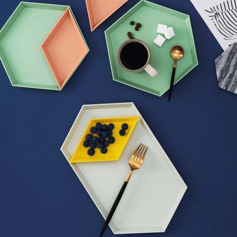 Unikon Geometric Serving Trays Geometric Plates, Geometric Tray, Photoshoot Moodboard, Store Concept, Food Serving Trays, Inexpensive Furniture, Interior Decorator, Beautiful Table Settings, Snack Tray