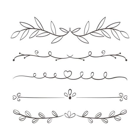 dividers floral style Floral Dividers Hand Drawn, Vine Clipart, Text Dividers, Note Ideas, Divider Design, Wedding Ornament, Sticker Ideas, Free Text, Cricut Free