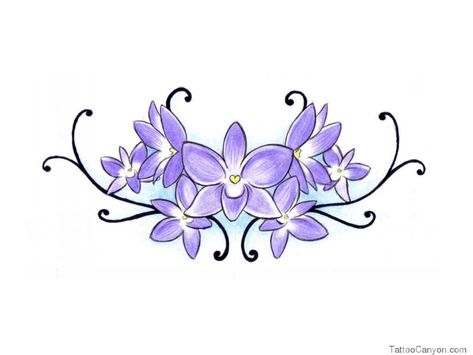 Flower Outline Tattoo, Violet Flower Tattoos, Flower Tattoo Stencils, Violet Tattoo, Orchid Tattoo, Tattoo Flowers, Small Flower Tattoos, Blue Tattoo, Flowers Tattoo