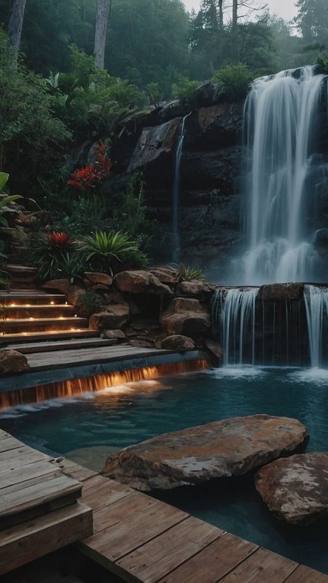 Nature at Your Doorstep: 15 Outdoor Nature Pool Ideas to Refresh Your Backyard Natural Swimming Pools With Waterfall, Natural Looking Pools, Nature Pool, Health Herbs, Swimming Ponds, Backyard Escape, Inspiring Nature, Natural Swimming Ponds, Modern Pool