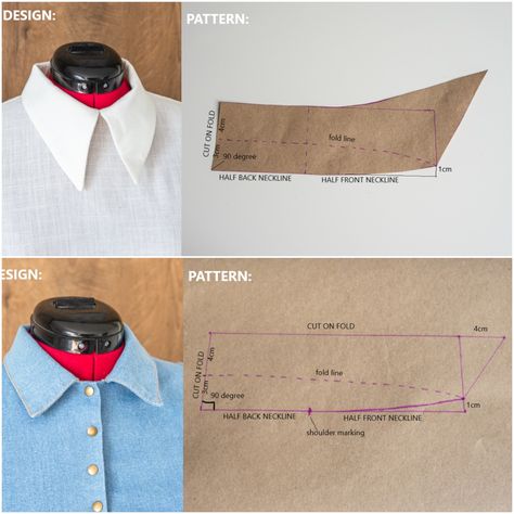 Collar Shirt Pattern Sewing, How To Make Shirt Collar Pattern, Pattern Collar Sewing, Women Shirt Collar Pattern, How To Put A Collar On A Shirt, Shirt Drafting Pattern, How To Make A Shirt Collar, Collar Stand Pattern, Sewing A Collar On A Shirt