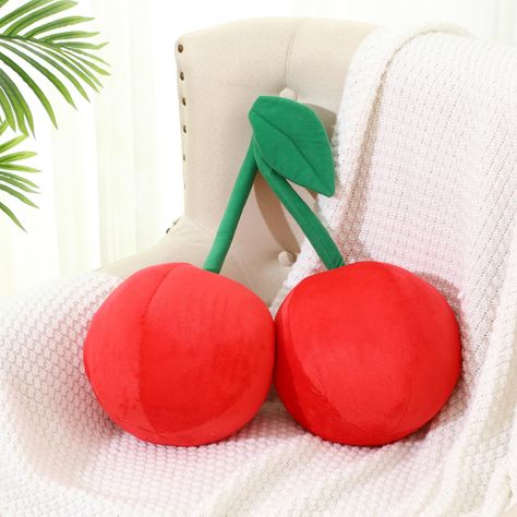 PRICES MAY VARY. Adorable Design: the fruit pillows are designed in the shape of an adorable cherry, complete with branches, look special and eye catching, ideal for adults with a playful imagination; It's a delightful addition to the bedroom, living room, home, office, nursery, sofa, car, dormitory and other places, adding a touch of fruit themed fun to their space Comfortable to Hug: crafted from plush and down cotton material, the cute fruit pillow is washable and can withstand varying degree Cute Colorful Pillows, Cherry Room Decor Aesthetic, Cute Pillow Ideas, Fun Shaped Pillows, Cherry Themed Nursery, Cherry Themed Bedroom, Cherry Themed Room, Cherry Home Decor, Cute Pillows Aesthetic