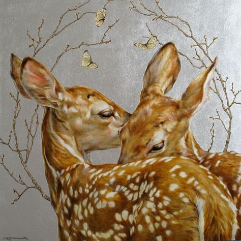 Beautiful Animal Paintings, Deer Oil Painting, Gazelle Painting, Deer Paintings, Fawn Painting, Deer Artwork, Wildlife Painting, Southern Art, Deer Illustration