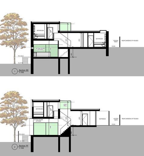 Small Split Level House, Slope House Design, Split Level House Plans, Slope House, Houses Architecture, Split Level House, Architecture Concept Drawings, Dream Cottage, Building Structure