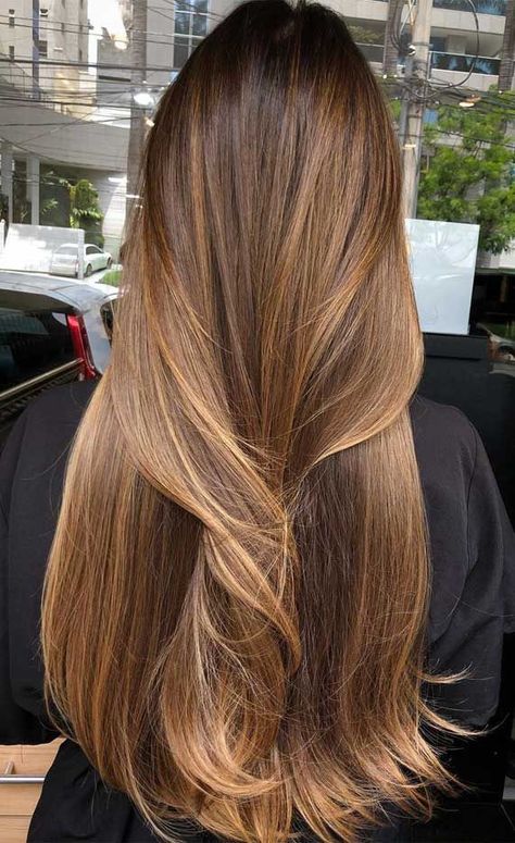 Balayage Straight Hair, Honey Brown Hair, Brunette Hair With Highlights, Balayage Hair Dark, Gorgeous Hair Color, Caramel Highlights, Dye Colors, Brown Hair Balayage, Honey Hair