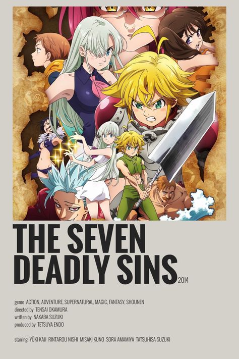 Printables Anime, The Seven Deadly Sins, Anime Printables, Anime Titles, Anime Poster, Seven Deadly Sins Anime, Seven Deadly Sins, Minimalist Poster, The Seven