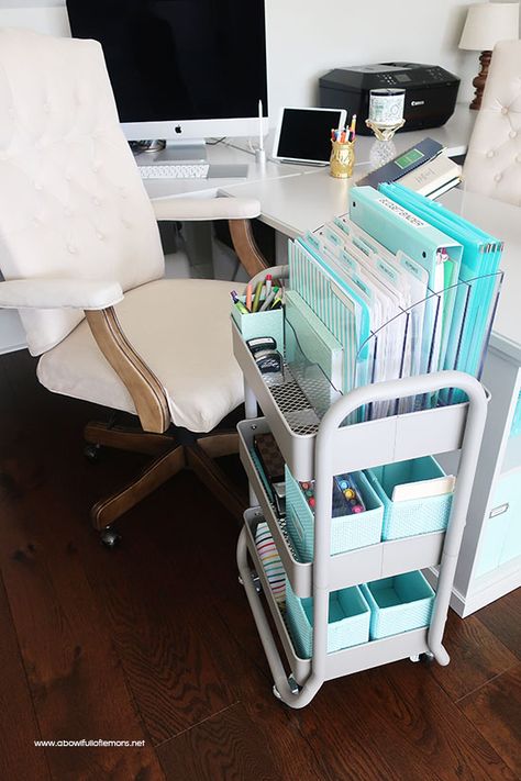 2019 Home Organization Challenge Week 11: The Office | A Bowl Full of Lemons Organization Challenge, Office Desk Organization, Office Organization At Work, Organizing Challenges, Homes Interior, Desk Organization Office, Office Crafts, Challenge Week, Craft Room Office