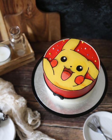 Pikachu Theme Cake, Pokemon Cake Buttercream, Pikachu Cake Ideas, Pikachu Cake Birthdays, Pikachu Birthday Cake, Pokémon Cake, Pikachu Birthday, Pokemon Themed Party, Sibling Birthday Parties