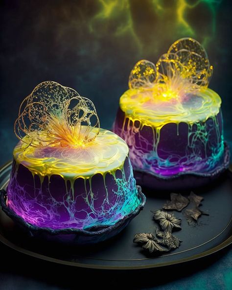 Futuristic Food Ideas, Dnd Desserts, Fantasy Dessert, Blueberry Cream Cheese Muffins, Fantasy Cakes, Jelly Cakes, 3d Jelly Cake, Realistic Cakes, Fantasy Food