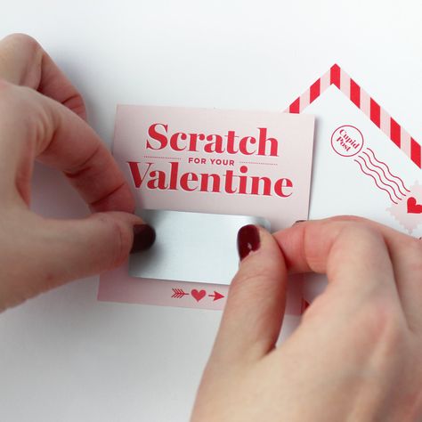 Your child will be the hero of the class with these fun Scratch-off Valentines! Simply write your own special handwritten message in the blank area, cover it with the scratch-off sticker provided, and scratch to reveal your valentine. Also available in mint here! Valentine Giveaway Ideas, Fun Giveaway Ideas, Valentines Packaging Design, Valentines Packaging, Valentine's Games, Valentines Products, Valentine Packaging, Valentines Giveaway, Diy Anniversary Gift