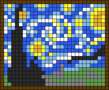 Starry Night Alpha Pattern, Alpha Pattern 2 Color, Crochet Starry Night, Starry Night Pixel Art, Star Alpha Pattern, Mini Pixel Art, Starry Night Tapestry, Stars Painting, Crochet Graphs