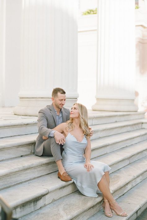 How romantic is this engagement photography with the couple posed on steps in Charleston? The city has so much to offer especially for couples photos. Find more inspiration from this session on my blog. Couples Steps Poses, Couple Steps Poses, Engagement Photos On Steps, Charleston Photoshoot, Bestie Pics, Couple Pic, Engagement Pictures Poses, Wedding Photoshoot Poses, Couple Picture