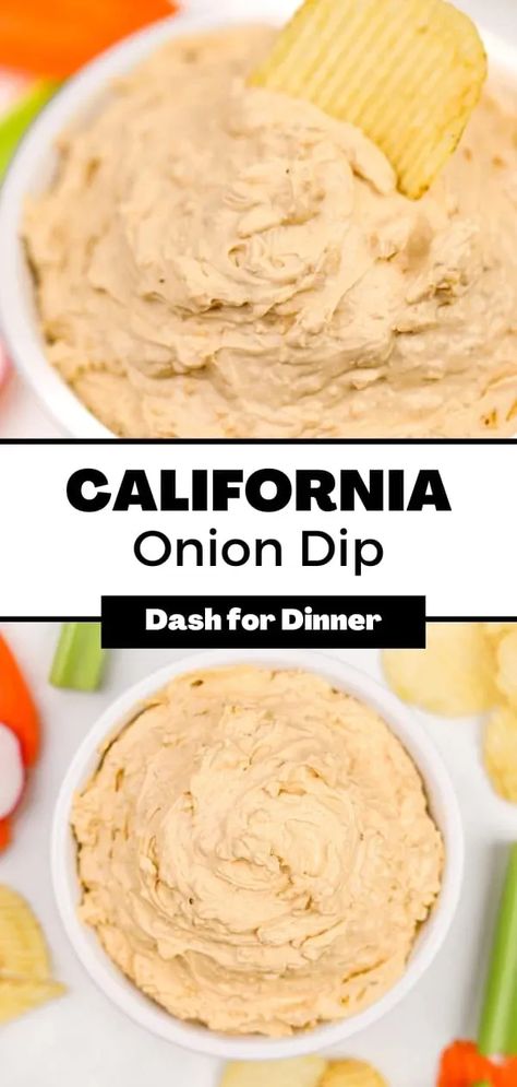 If you're looking for easy party dips or appetizers, you need to try this California Dip! Also known as the original Lipton Onion Soup Dip, this easy recipe calls for just 2 simple ingredients and is ready in less than 5 minutes! Serve it with chips, crackers, or fresh veggies. Great for potlucks, parties, holidays, and more! Lipton Onion Soup Dip, California Dip Recipe, Chip Dip Recipes Easy, Frito Bean Dip Recipe, Onion Soup Dip, Daycare Snacks, Party Dips Easy, Chip Dips, Onion Soup Mix Recipe