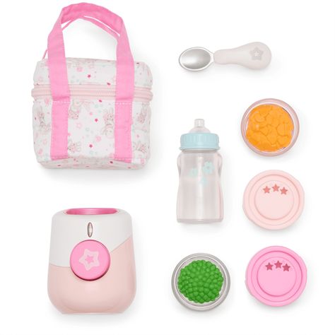 Bitty Baby’s™ Bottle-Warming Set – americangirl.com Perfectly Cute Baby Doll Accessories, My Mini Baby, Baby Alive Stuff, Baby Doll Stuff, Baby Doll Diaper Bag, Muñeca Baby Alive, Baby Doll Furniture, Baby Alive Food, Baby Alive Doll Clothes